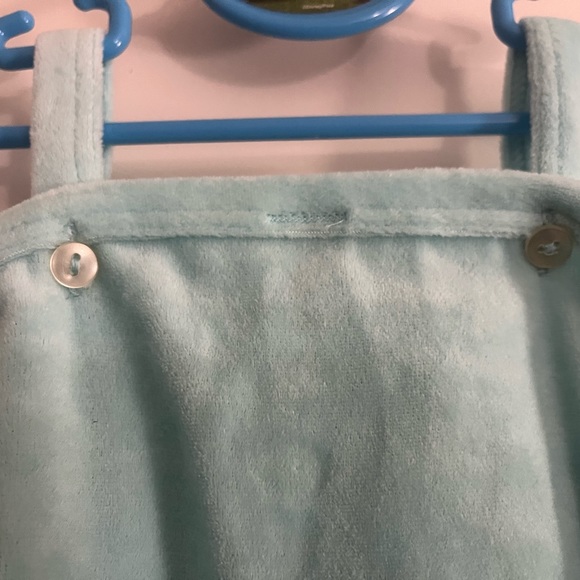 Blue Green Velour footed European Baby Romper Made in Austria - Picture 3 of 7